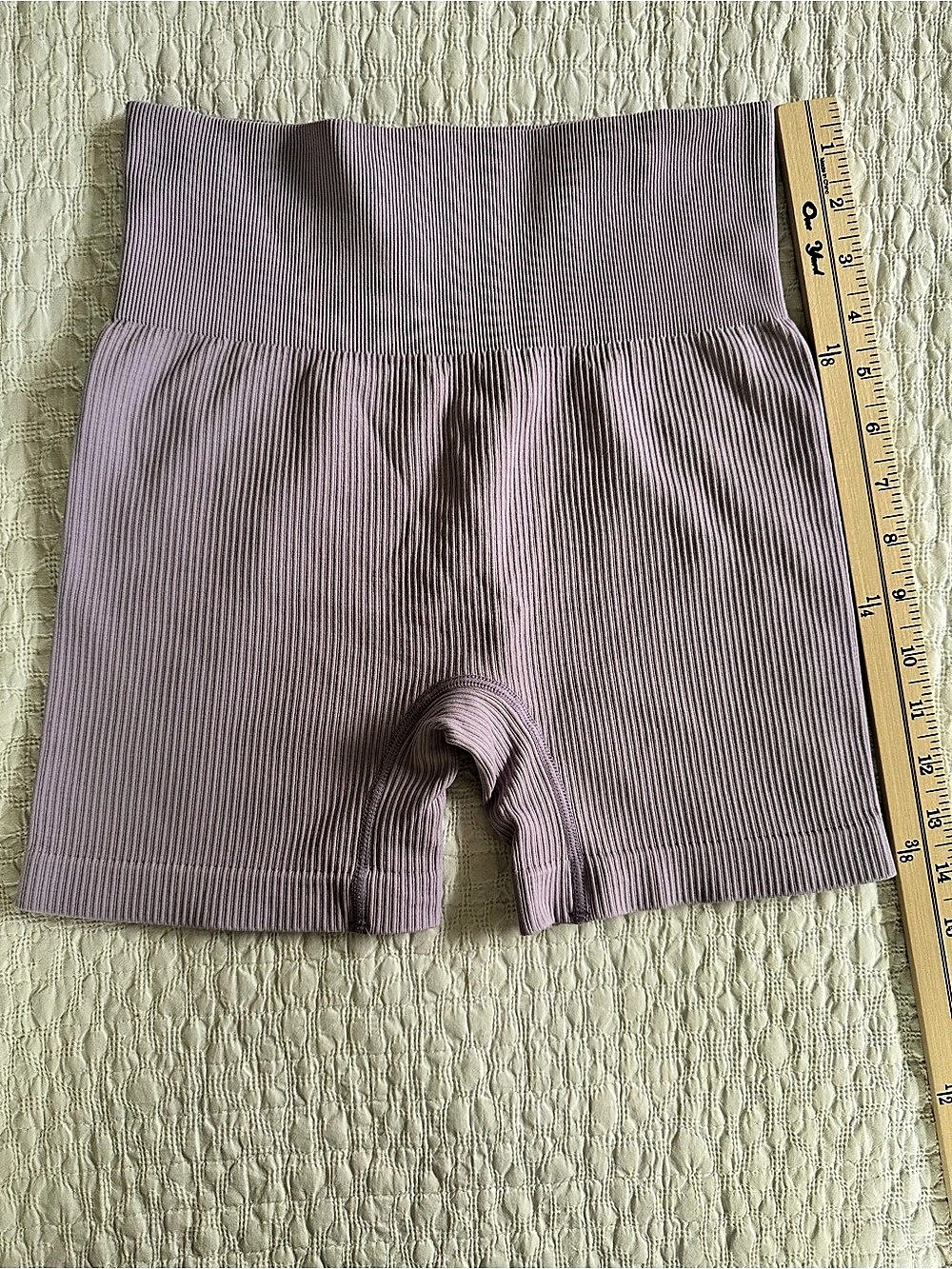 OQQ Ribbed High Waist Workout Shorts Purple Small